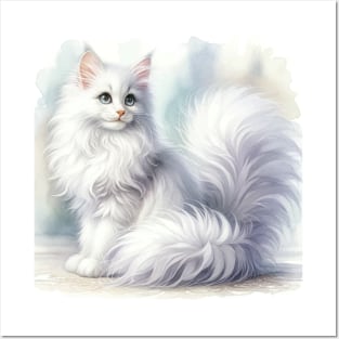 Turkish Angora Watercolor Kitten - Cute Kitties Posters and Art